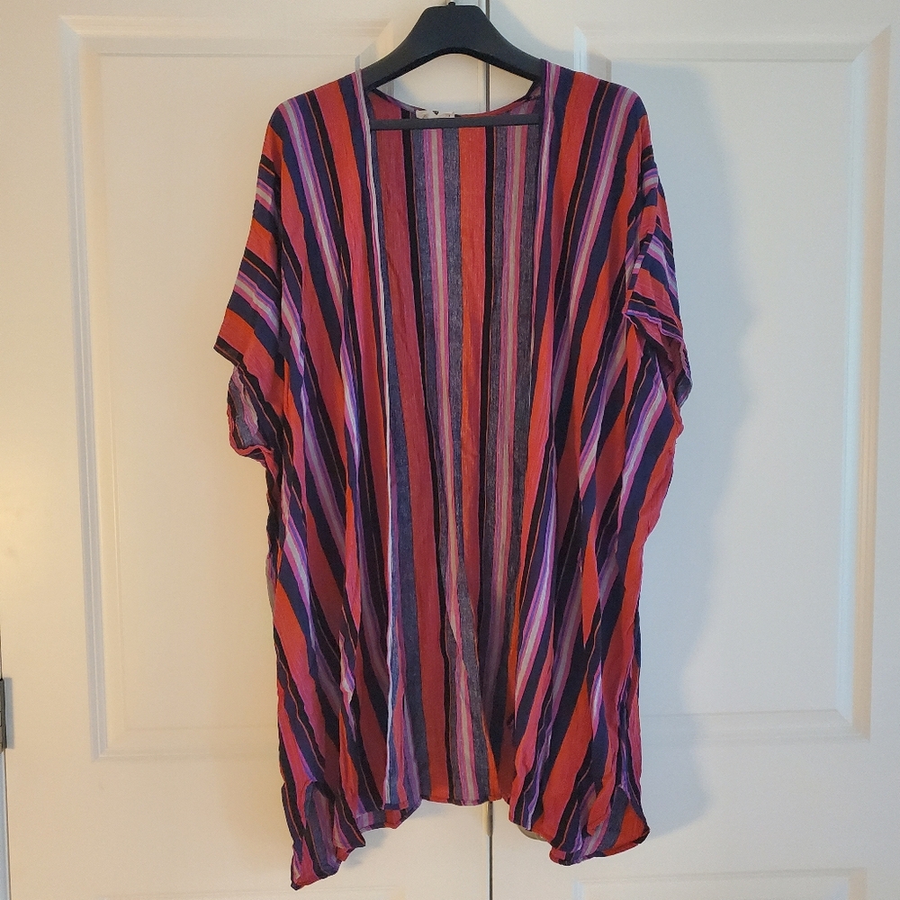 Betsey's Boutique Striped Multicolor Kimono Beach Pool Coverup